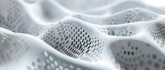 Wall Mural - waves of cyber data, abstract texture background, wavy white digital perforated surface. theme of ne