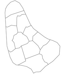 Canvas Print - Outline of the map of Barbados with regions