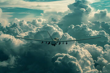 Wall Mural - A fighter jet is flying through a cloudy sky