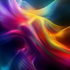 Poster - Multicolored futuristic wave pattern in digitally generated image, AI Generative.