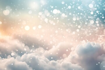 Poster - soft cloud with drops and bokeh pastel background for presentation and wallpaper, soft focus dream atmosphere with copyspace