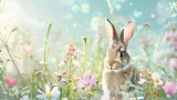 Fototapeta Na drzwi - easter bunny in the meadow