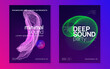 Party Magazine. Fest Background. Concert Cover. Sound Trance Template. Electronic Audio Invitation. Violet Discotheque Design. Green Dance Event. Blue Party Magazine