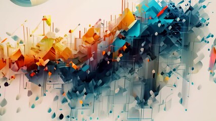 Wall Mural - Abstract technology concept background. Vector illustration for your design. Eps 10, Bits of algorithm forming an abstract artwork, AI Generated