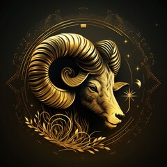 A gold ram with a star in the eye