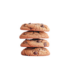 Wall Mural - A stack of chocolate chip cookies on a Transparent Background