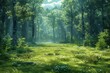 3D modern background of a glade in a forest