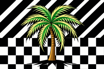 Palm on a black and white pattern