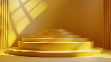 Wall Mural - White and Yellow Room With Arches and Steps