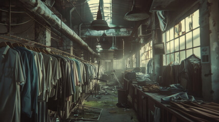 Poster - Old clothing factory. Fashion industry.