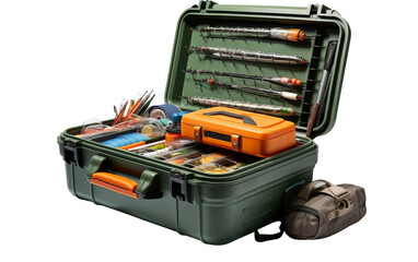 A collection of various tools neatly organized in a vibrant green case