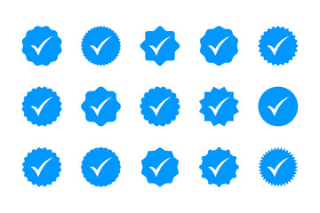 Approved icon set vector. Certified medal icon. check mark. Verified account icon vector