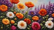 Watercolor painting of flowers in pink, white and orange colors