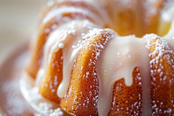 Wall Mural - Close up of summer Bundt cake with sugar glaze