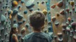 Family Enjoying a Boy's Indoor Climbing Adventure Generative AI