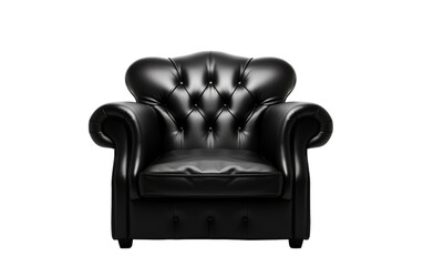 Wall Mural - A sleek black leather chair stands out against a minimalist white background