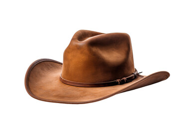 A brown cowboy hat resting gracefully on a white background