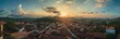 A view of a city with a sunset over it. Generative AI.