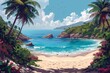 Tropical beach panorama. Modern background
