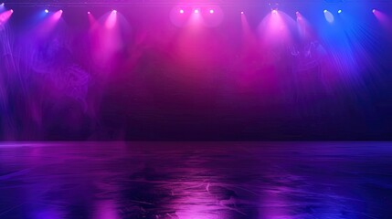 Wall Mural - empty dark neon stage.