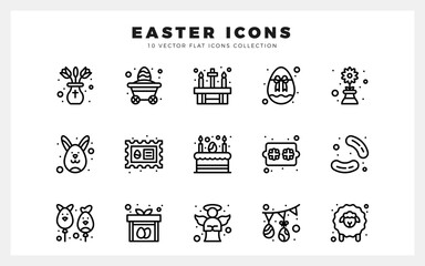 Wall Mural - 15 Easter Lineal icon pack. vector illustration.