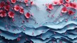 Ethereal Blue Blooms: 3D sublimation flowers for wedding stationery and fashion products, blue and pink flowers