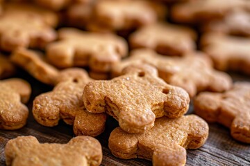 Poster - Close up macro photo of bone shaped dog treat focused view