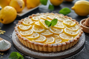 Canvas Print - Lemon tart on the table