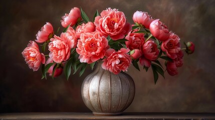 Wall Mural - Intricate Beauty: Detailed Peony Bloom in Vintage Setting, generative ai