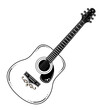 Illustration of Classical acoustic guitar. Isolated guitar. Musical string instrument.