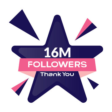 Thank You 16M Followers Template Design. Thank you 16M followers celebration template design vector.