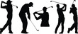 Golf silhouettes, Vector collection of golf players
