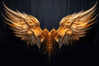 Embrace the celestial beauty of a pair of shimmering gold wings and feathers, gracefully portrayed against a transparent background  Generative AI,