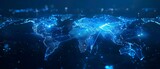 Fototapeta  - Mapping Global Connections: An Animated World Map with Glowing Links. Concept Global network visualization, Interactive data mapping, Digital world connections, Illuminated globe animation