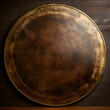 antique brass circle, flat texture, metal, brown background