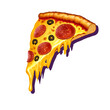 Slice of pizza. Pepperoni pizza on white background, isolated. Pizza with sausage and olives PNG
