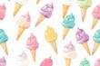 Cute ice cream pattern, summer colors cute and playful style Generative AI
