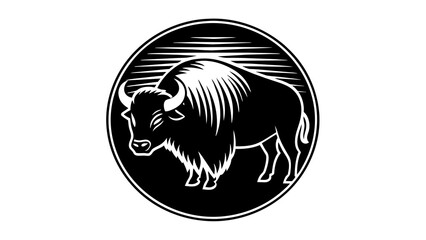 Wall Mural - a-picture-of--a--bison-icon-in-circle-logo- vector illustration