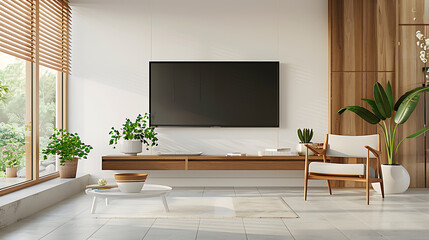 Wall Mural - a modern living room with a minimalist design