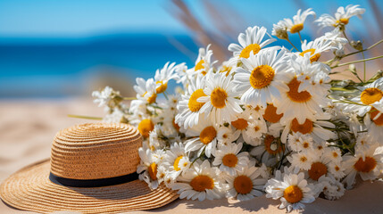 Wall Mural - daisies on the beach