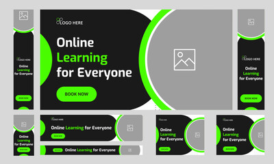 Wall Mural - daily learning courses web set banner design for social media post, learning concept web bundle bann