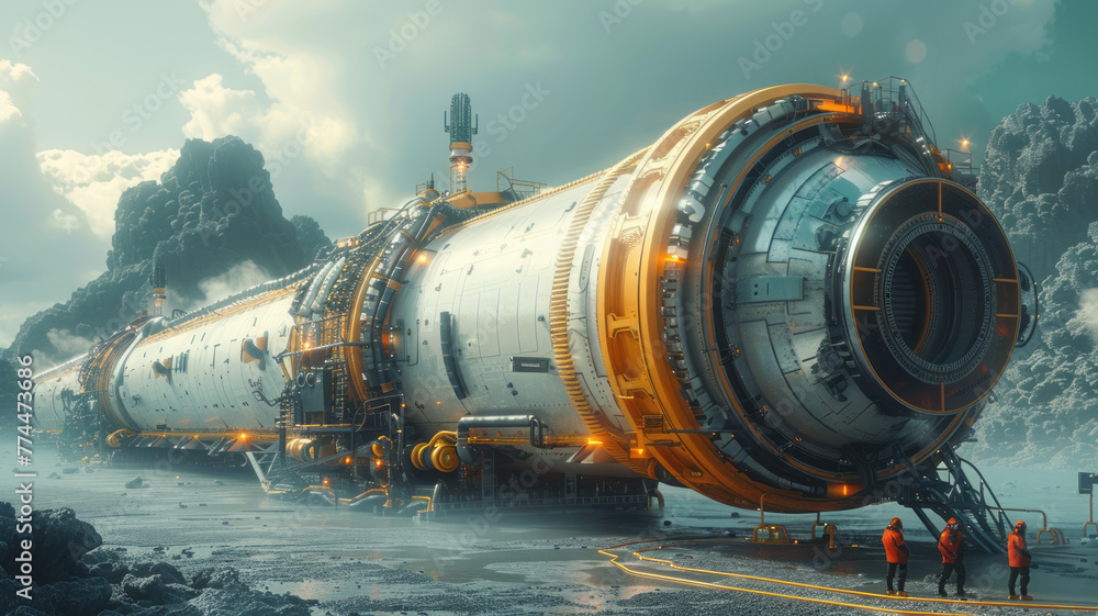 huge generator shown as a digital 3D image, hypermodern style,genearive ...
