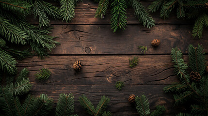 Christmas decoration on old vintage wooden background