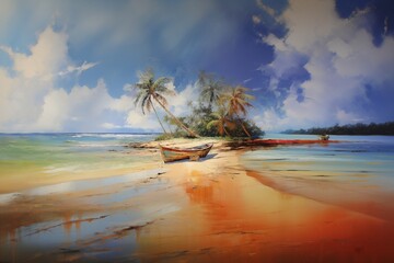 Wall Mural - Tropical beach and boat