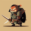 Cute little mutant samurai character cartoon vector illustration