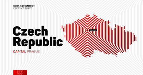 Wall Mural - abstract map of czech republic with red hexagon lines