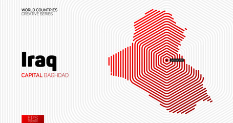 Wall Mural - abstract map of iraq with red hexagon lines