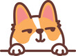 Funny corgi dog looking sideways cartoon, vector illustration