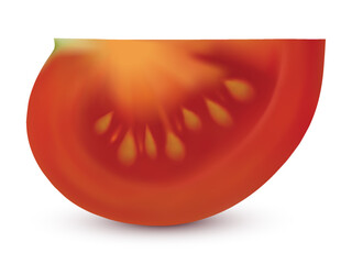 Wall Mural - Ripe juicy tomato slice isolated on white background. Vector illustration created using gradient meshes