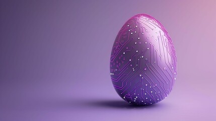 Wall Mural - an easter egg adorned with circuit designs on a lavender backdrop symbolizes fresh beginnings and te